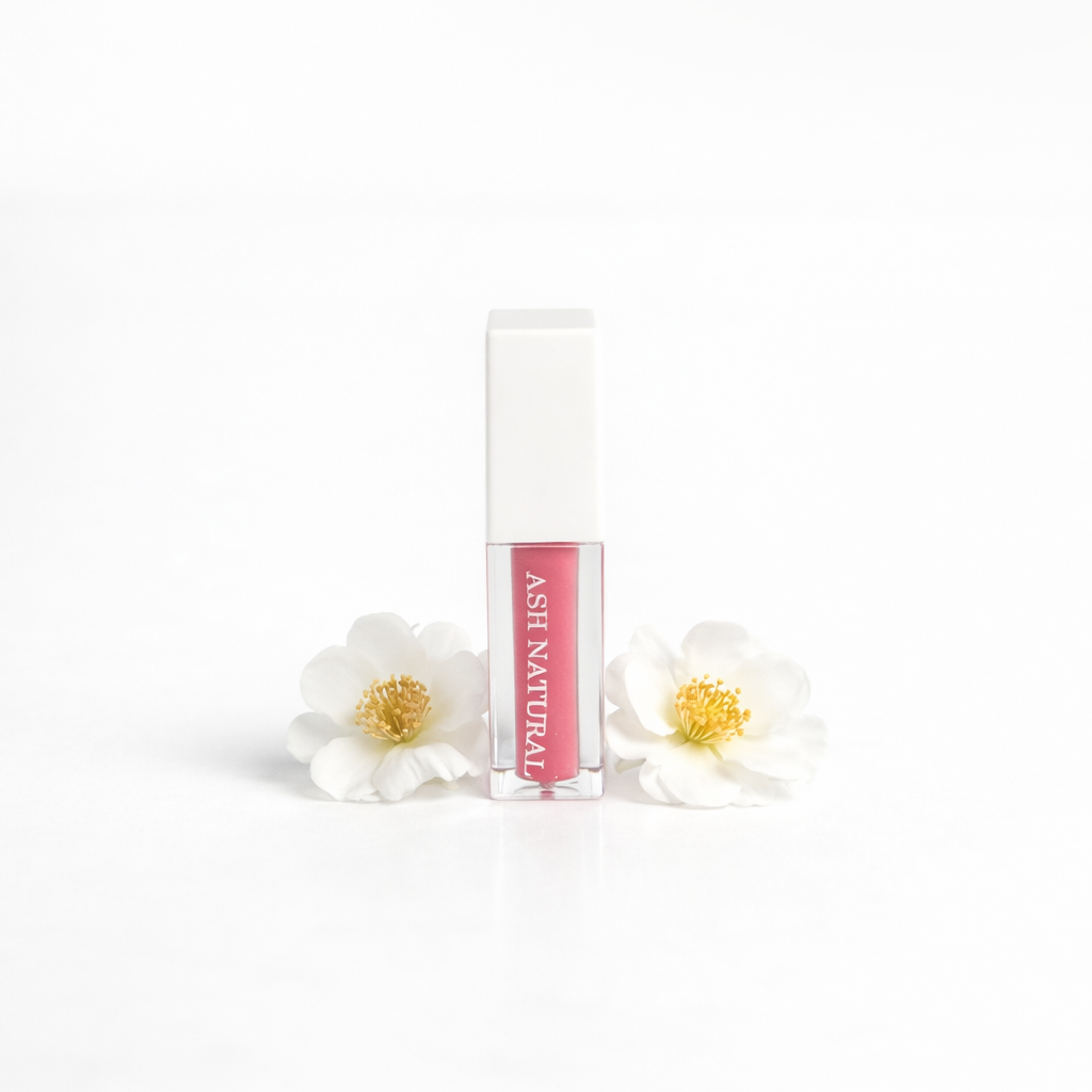 Rosy pink lip oil